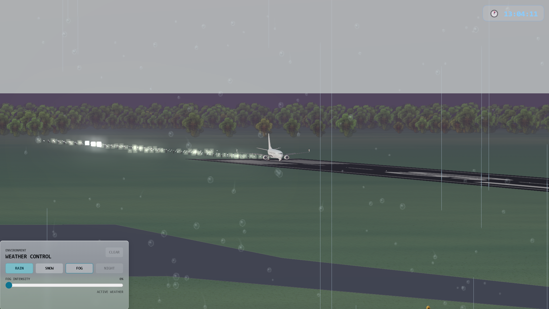Simulation d’une approche sous la pluie